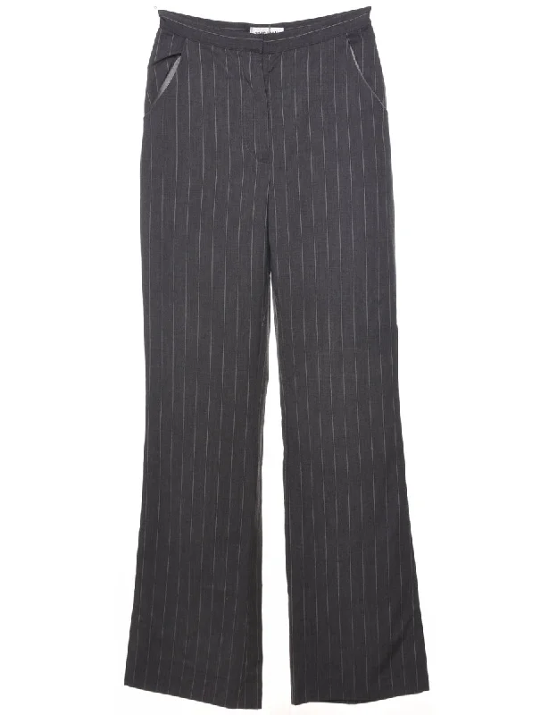 Pinstriped Dark Grey Trousers - W27 L33 Trousers cozy soft