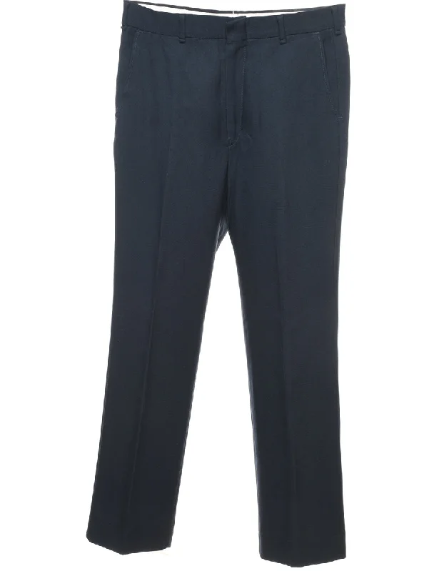 Navy Straight-Fit Trousers - W34 L31 Skinny Trousers Denim Stretchy