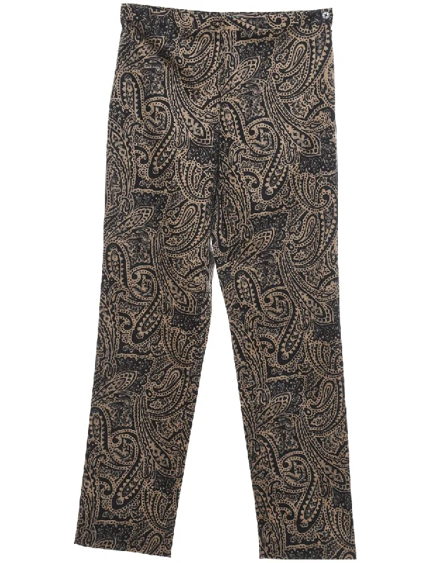 Ralph Lauren Light Black & Brown Paisley Pattern Trousers - W30 L30 Trousers Business Professional