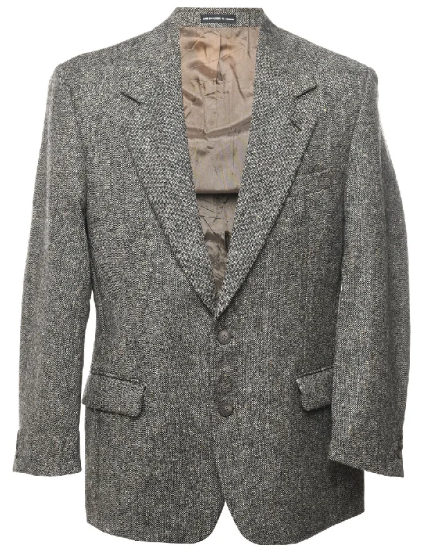 Dark Grey Textured Blazer - L Women's Vintage Jacket