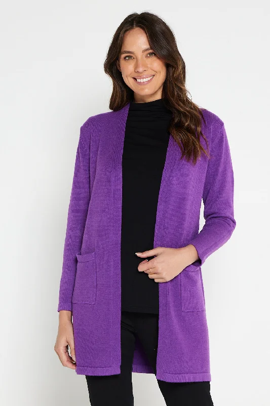 Salima Knit Cardigan - Purple Thin Thick Dense