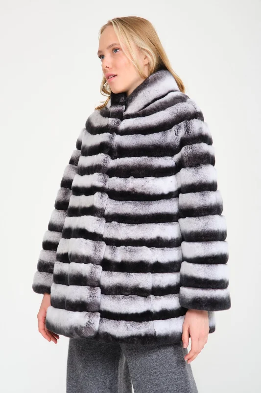 Natural Grey Rex Fur Coat Fitted Loose Oversized