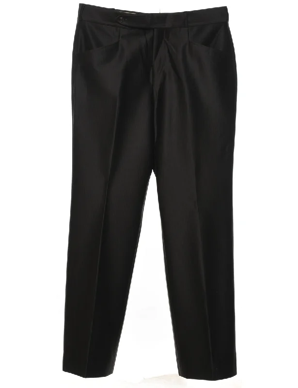 Pinstriped Black Classic Trousers - W36 L32 Trousers cozy comfortable