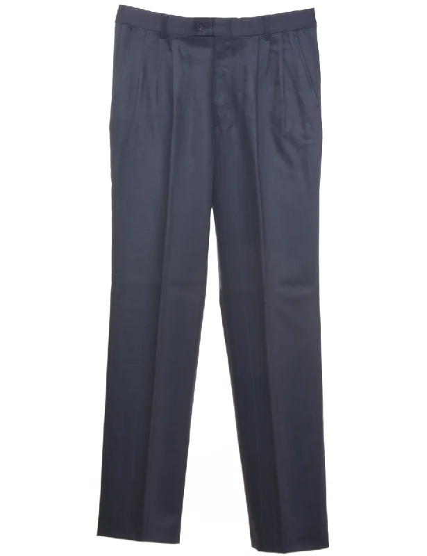 Navy Trousers - W31 L32 Trousers Culottes Wide Leg