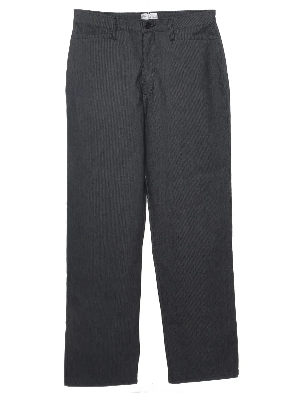 Pinstriped Dark Grey Trousers - W32 L32 Trousers versatile all-occasion