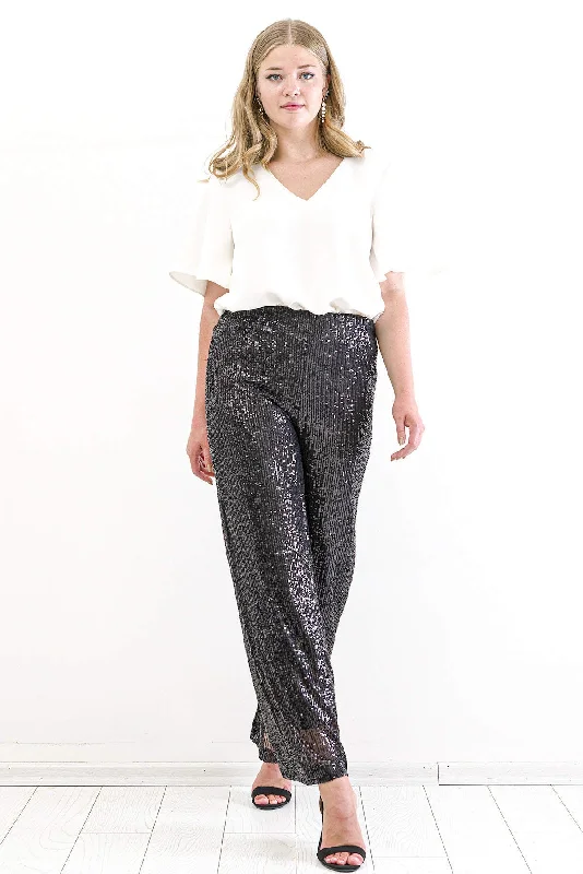 Large Size Zara Sequined Evening Trousers KL94Z Black Trousers Spring Floral