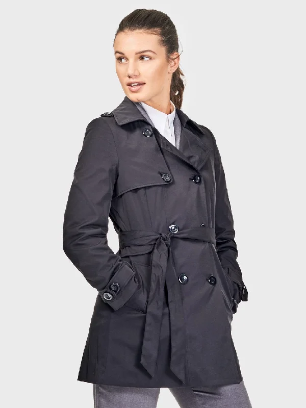 Ladies' Mia Trench Coat - Black Fitted Loose Oversized