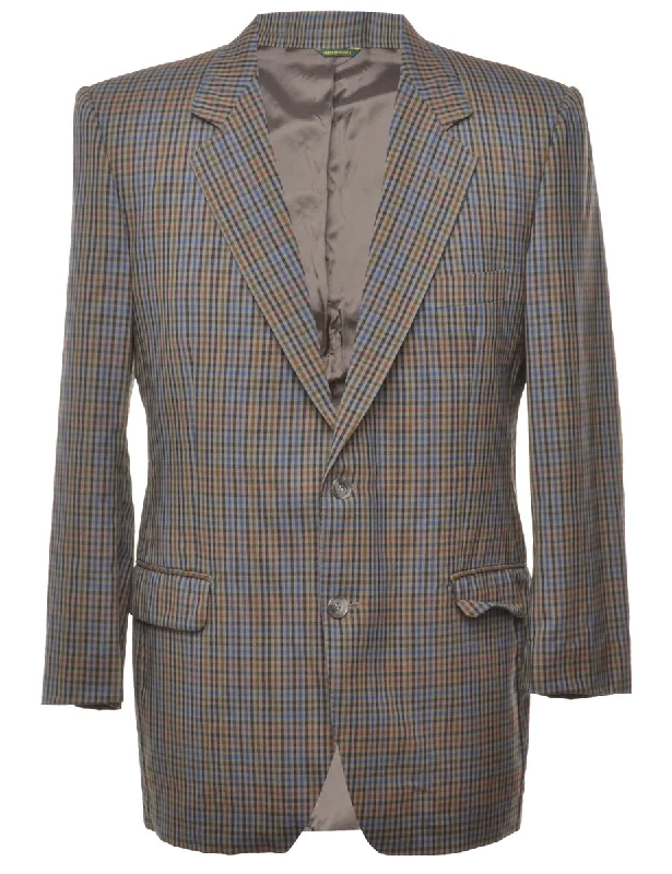 Gingham Pattern Blazer - M Women's Classic Blazer