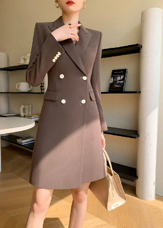 Long Sleeve Double Breasted Blazer Dress Women's Vintage Suit