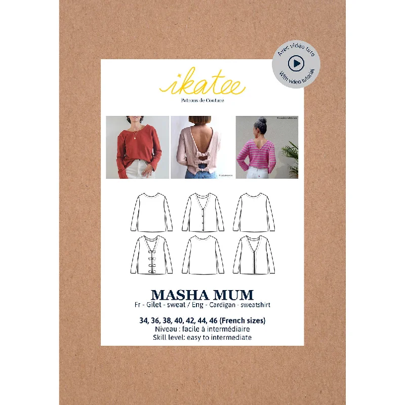 MASHA Mum cardigan/sweater - 34/46 - Paper Sewing Pattern Ribbed Striped Patterned