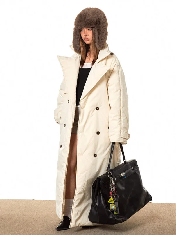 Double-Breasted Long Puffer Coat Vest Waistcoat Gilet