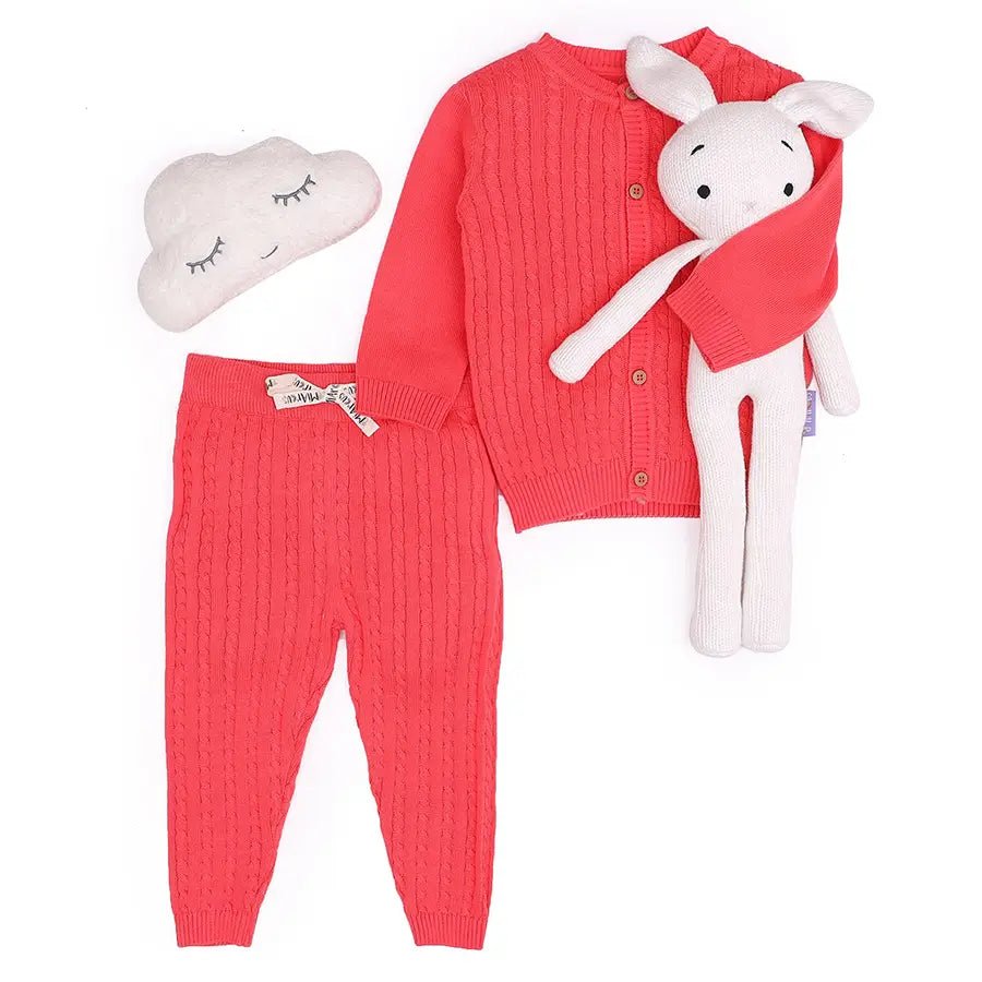 Unisex Cabel Knitted Cardigan with Pyjama Set Thin Thick Dense