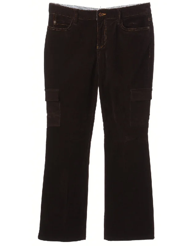 Reworked Pocket Side Corduroy Trouser - W33 Trousers Culottes Wide Leg