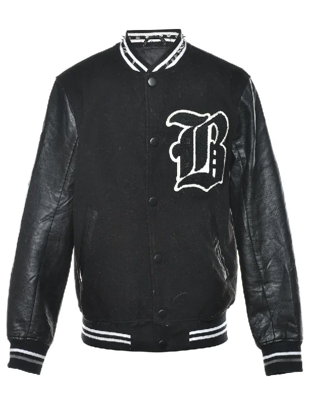 Black & White Letterman Team Jacket - M Fleece Jacket Down Jacket Feather Jacket