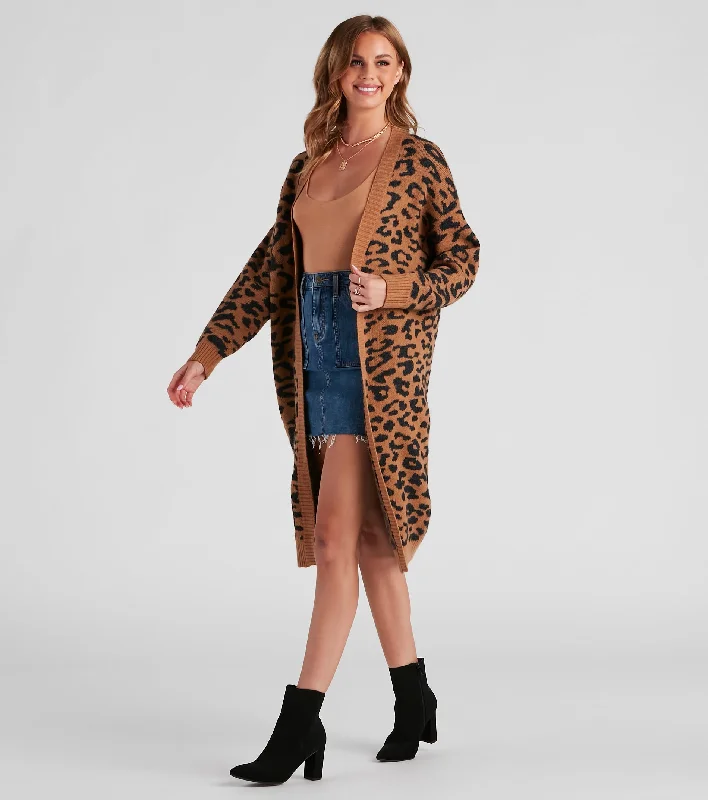 Into the Wild Leopard Duster Cardigan Silk Blend Satin Velvet