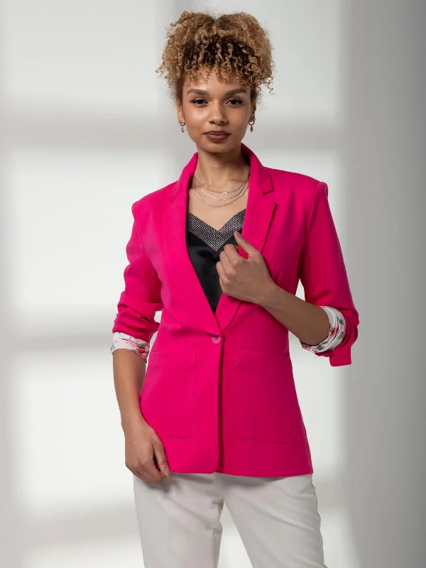 Baylin Tailored Blazer, Hot Pink Women's Trendy Jacket