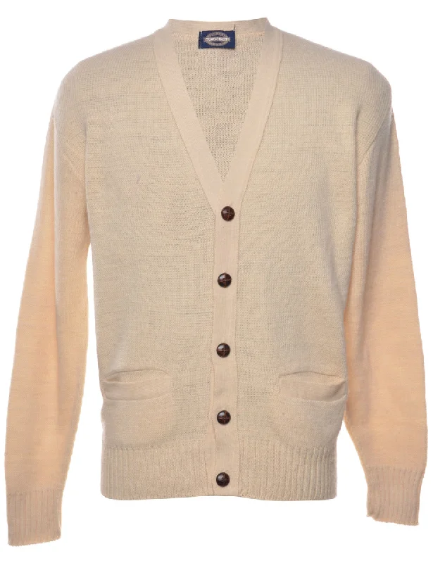 Cream Cardigan - M Hooded Cardigan Collared Cardigan Shawl Collar