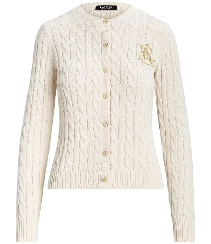 Ralph Lauren Cardigan RALHAN-LONG SLEEVE-CARDIGAN Crema Donna Glossy Satin Silk