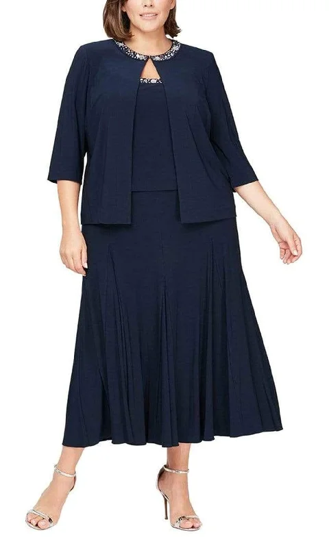 Alex Evenings - 435372 Plus Size Sleeveless A-Line Dress With Jacket Cotton Jacket Linen Jacket Terry Jacket