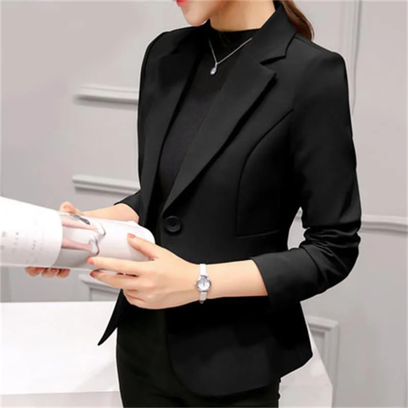 Autumn and winter new fashion Slim Korean version of the small suit jacket long sleeves fashion casual suit female Blazers Women's Boutique Jacket