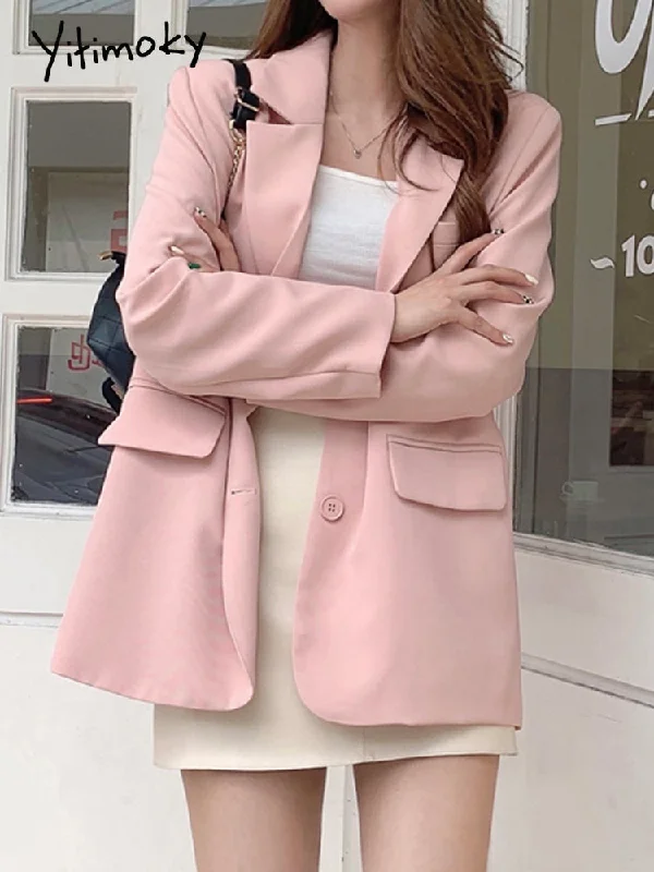 Yitimoky Blazers Jacket Female 2023 Office Loose Online Elegant Sweet Casual Professional Small Suit Jacket Women's Elegant Jacket