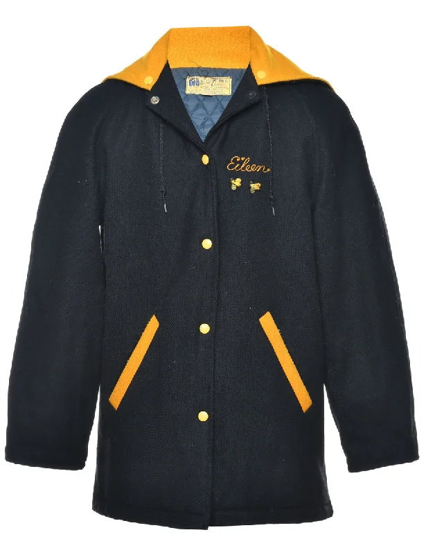 Black & Yellow Sailor Collar Varsity Jacket - M Mesh Jacket Canvas Jacket Denim Jacket