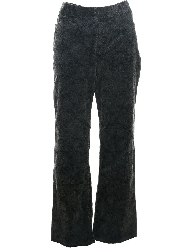 Paisley Pattern Boot Cut Trousers - W34 L30 Trousers Summer Linen