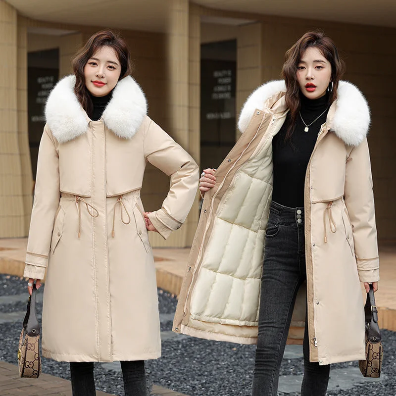 Dress Three Wear Detachable Pie To Overcome The New Down Cotton Clothes Waist Show Thin And Thick Cotton Coat Boat Neck Jacket Square Neck Jacket One-Shoulder Jacket