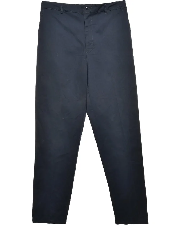 Navy Classic Chino Style Trousers - W35 L36 Trousers trendy modern