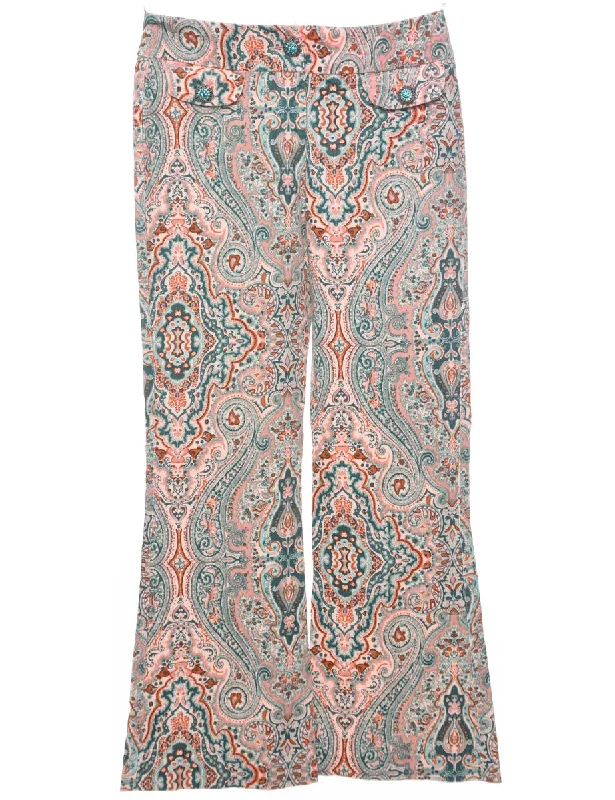 Paisley Pattern Trousers - W30 L31 Trousers Modern Contemporary