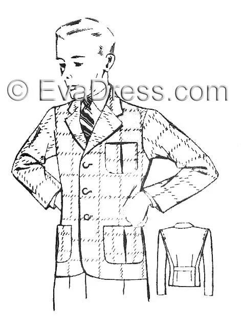 E-PATTERN 1930's Sports Coat E4972 Chenille Brocade Lace