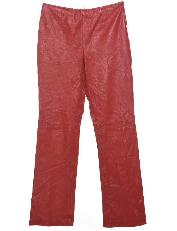 Red Leather Trousers - W29 L32 Trousers Designer Luxury