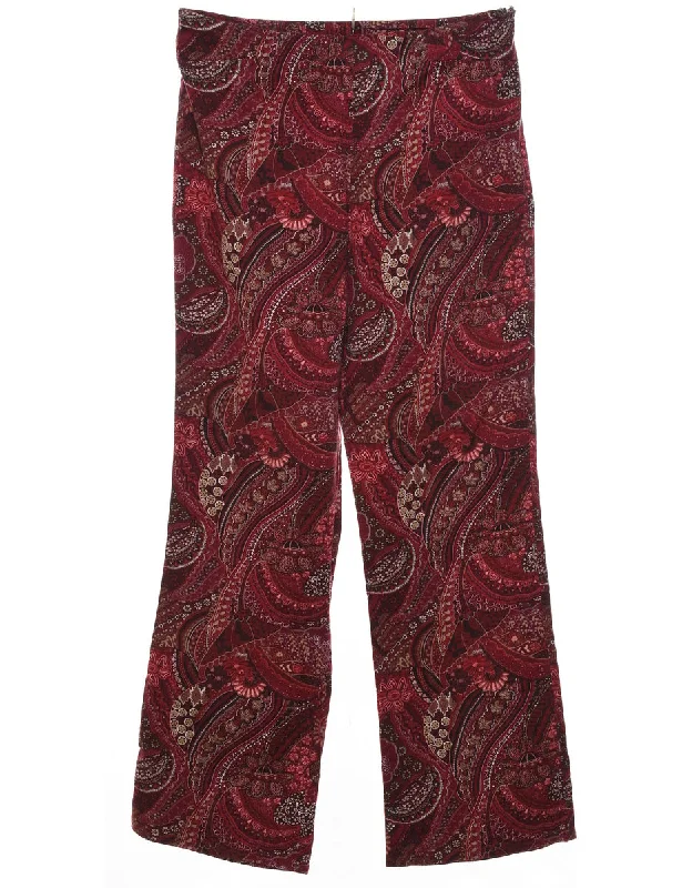 Paisley Pattern Trousers - W32 L30 Trousers Designer Luxury