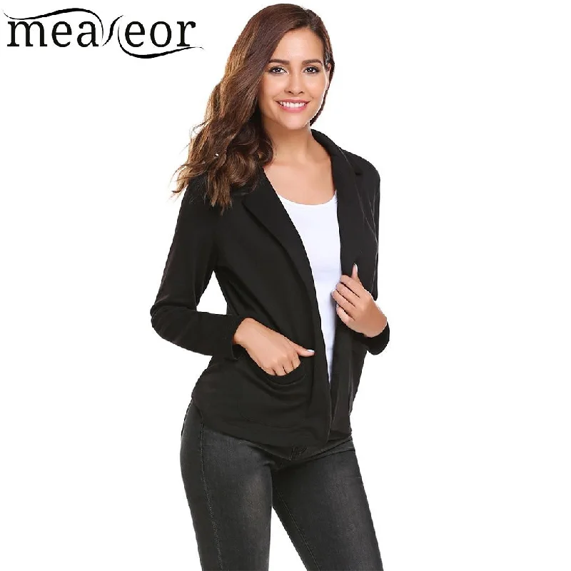 Camiseta Women Solid Long Sleeve Slim Fit Welt Blazer Jacket Camiseta de manga larga para damas Spring Autumn Women's Luxury Jacket