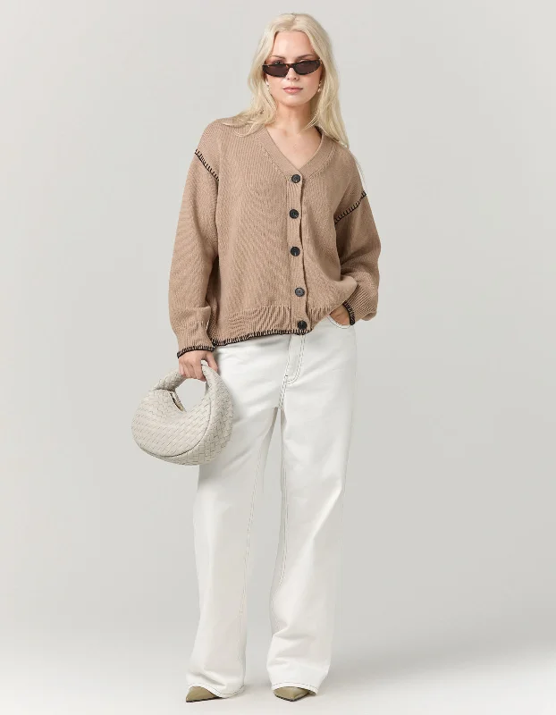 Theodora Cardigan - Beige Casual Formal Business