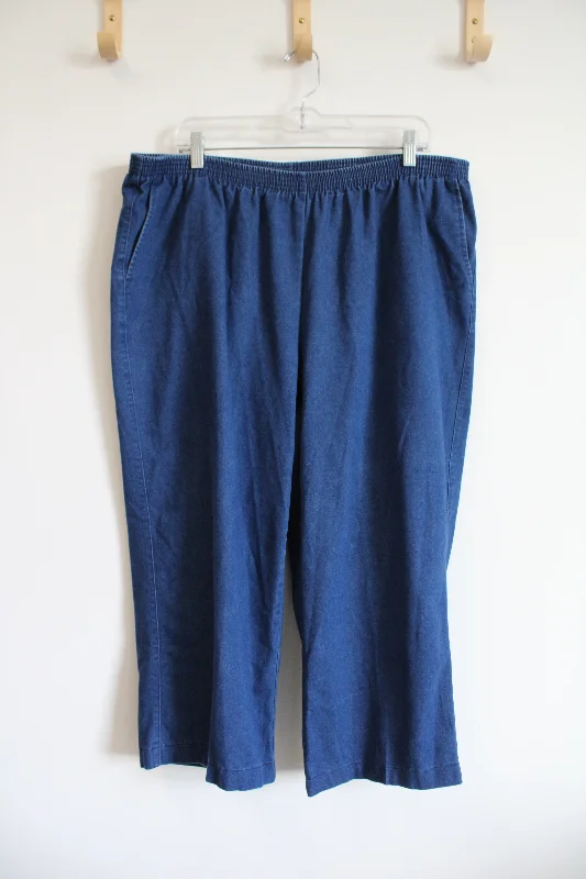 Alfred Dunner Blue Denim Trouser Capri Pants | 20W Trousers High Rise Slim Fit