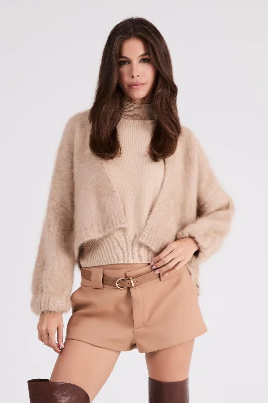 + Beryll Anita Cashmere Cropped Cardigan | Latte Long Cardigan Short Cardigan Medium Cardigan