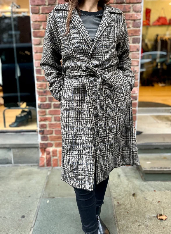 LILY EVE Woolen Long Coat with Belt / M Buttoned Toggled Snapped