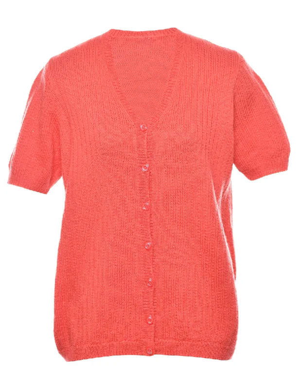 Coral Knit Cardigan - M Welt Pockets Slit Pockets Flap Pockets