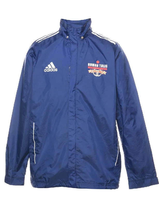 Adidas Classic Navy Nylon Jacket - M Elasticated Jacket Padded Jacket Insulated Jacket