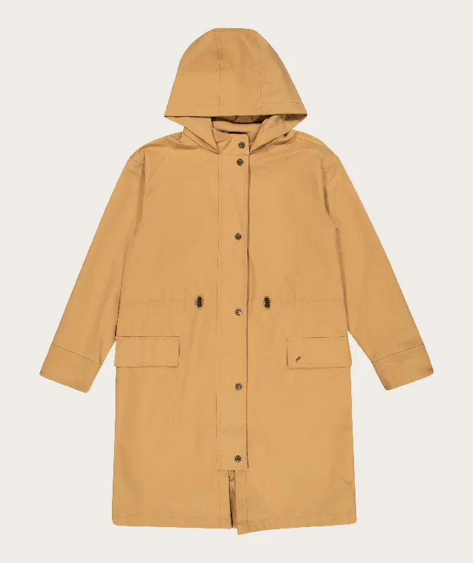 Ladies Trench Coat - Camel Pockets Sleeves Lining