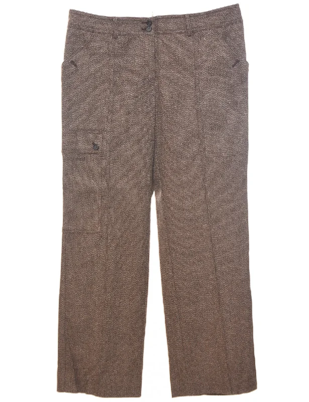 Patterned Brown Trousers - W35 L31 Trousers New Arrival