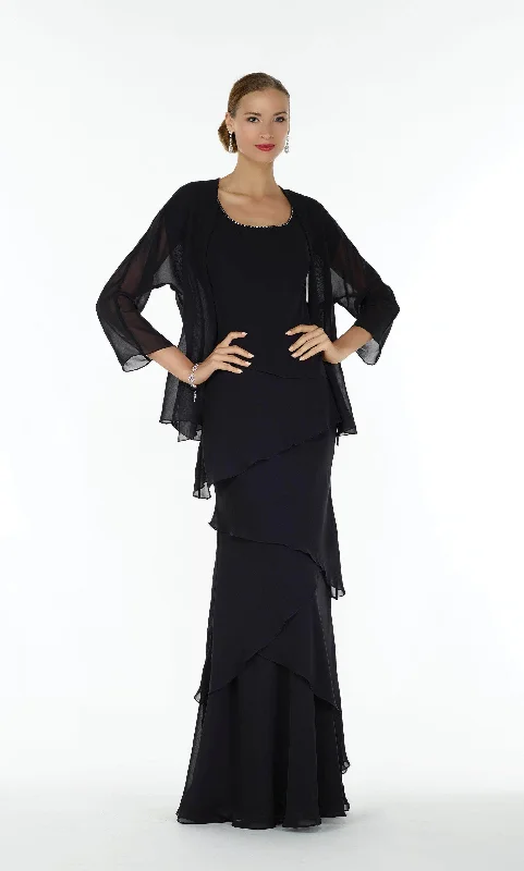 Alyce Paris - 29292 Layered Chiffon Dress with Long Sleeved Jacket Cardigan Sweater Pullover