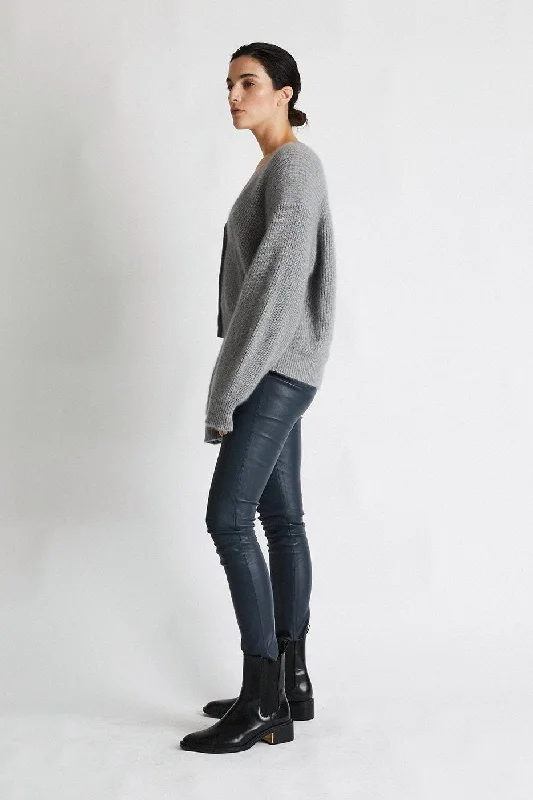 + Beryll Cashmere Cardigan Sweater | Pebble Gray Asymmetrical,ymmetric Pencil Cardigan