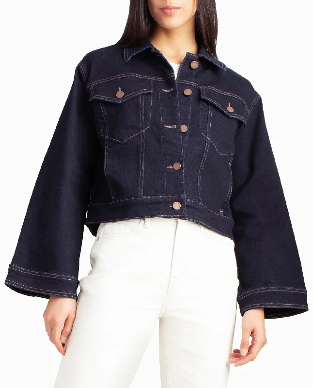 Nicole Miller Lenox Hill Bell Sleeve Crop Jacket Mesh Jacket Canvas Jacket Denim Jacket