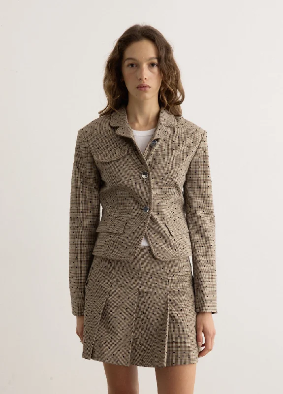 Flock Check Suiting Blazer Spring Women's Coat