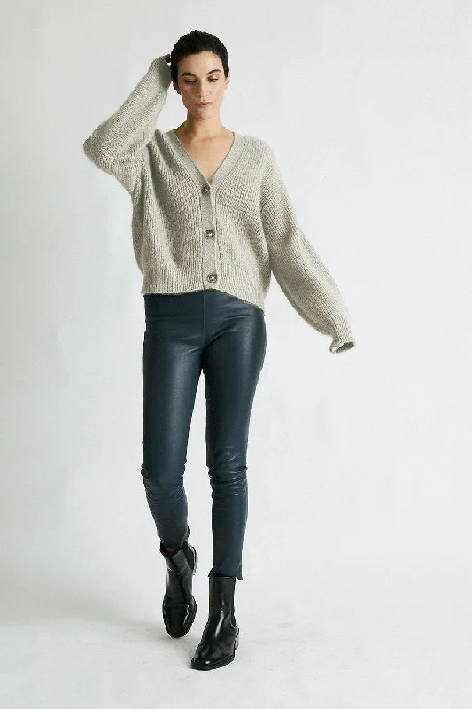 + Beryll Cashmere Cardigan Sweater | Shell Gray Real Fur Shearling Chenille