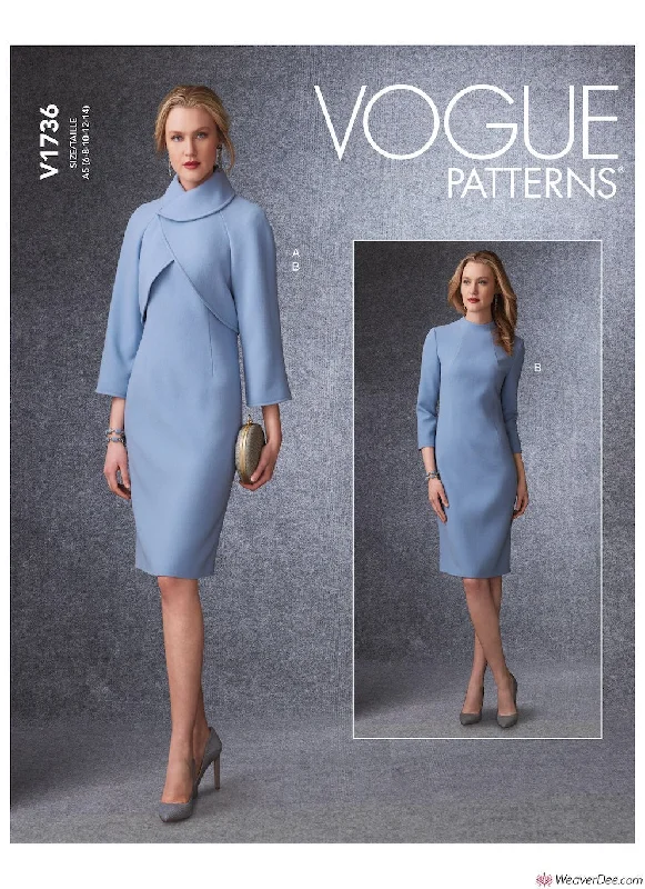 Vogue Pattern V1736 Misses' Lined Raglan-Sleeve Jacket & Funnel-Neck Dress Lace Jacket Ribbed Jacket Sequined Jacket