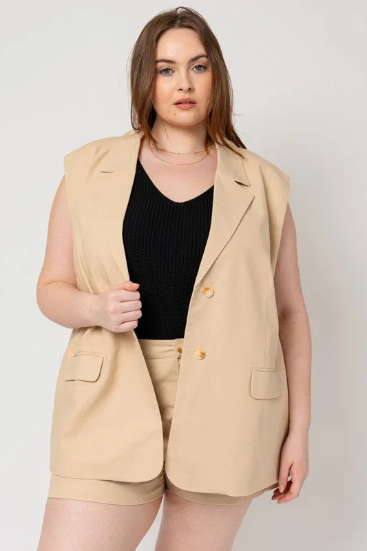 Oversized Blazer and Short Set Women's Simple Jacket