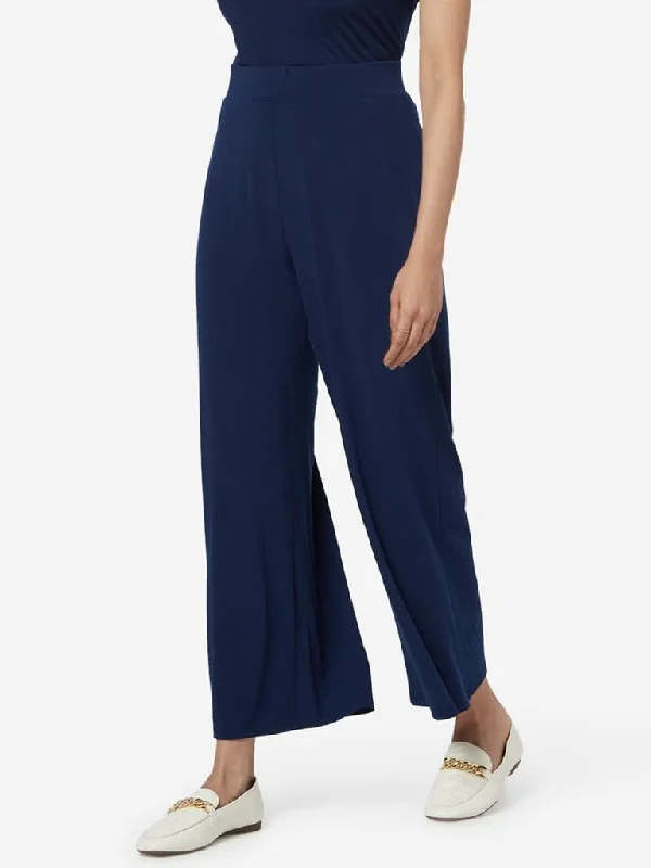 Wardrobe Indigo Wide-Leg Trousers Trousers Polka Dot Cute